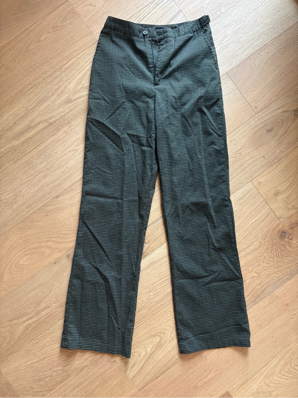 John Galt Women’s Olive Green Check Dress Pants